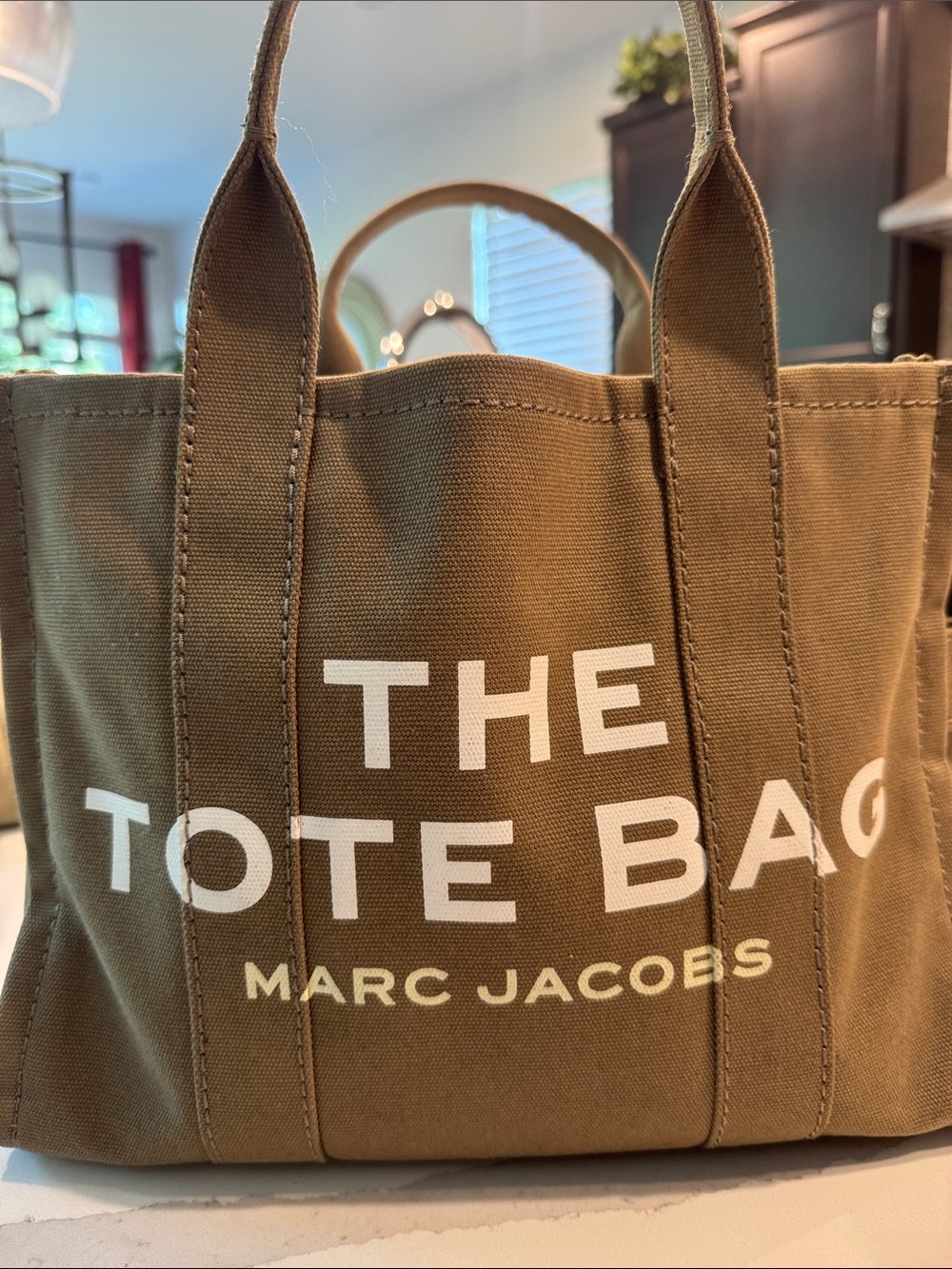 Marc Jacobs Olive Green Tote Bag with White Logo